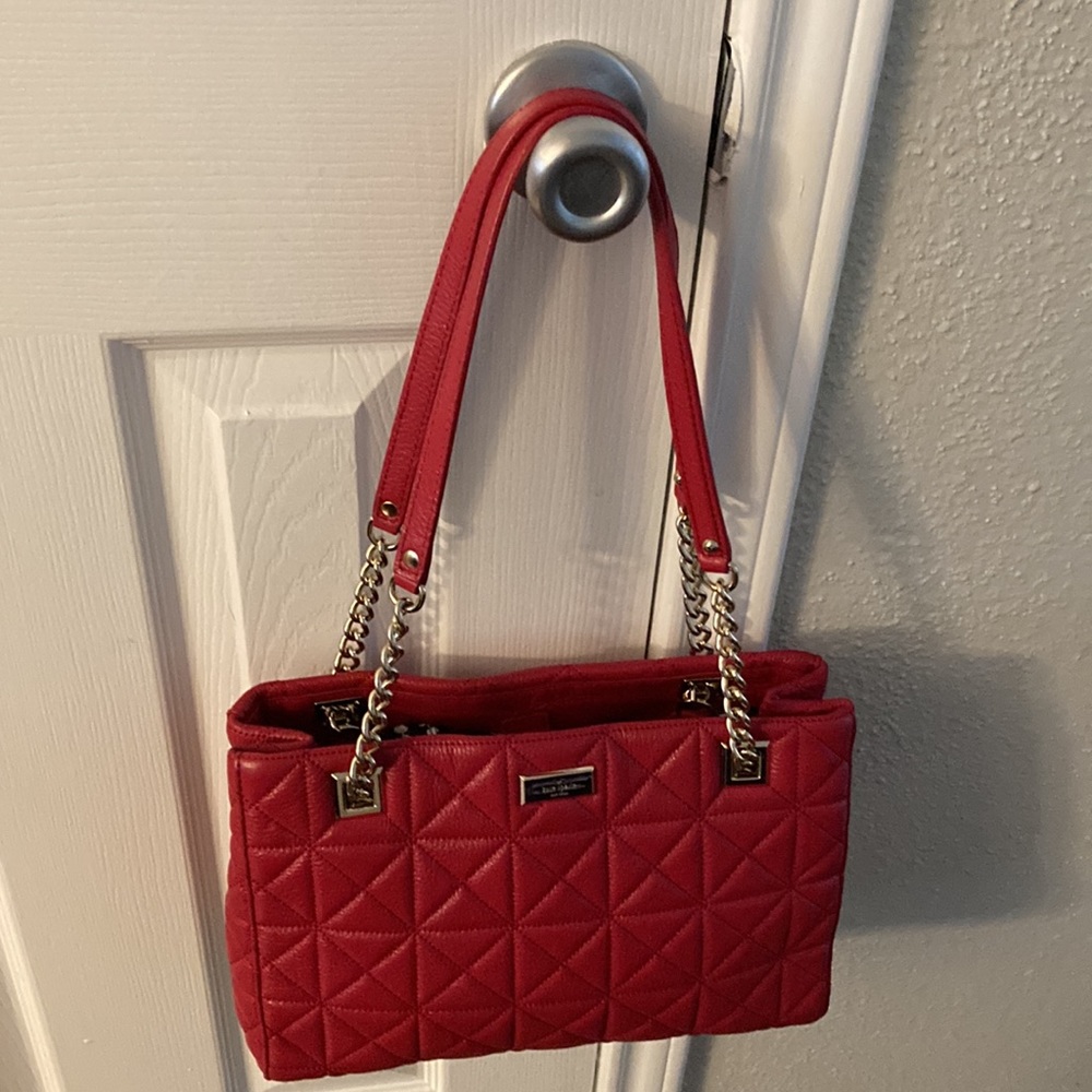 Kate Spade ♠️ Medium size Red Quilted KS Chain Purse 👛